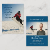 Memorial Foto Snowboarder Visitenkarte (Vorne/Hinten)