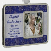 Memorial Foto Template Weihnachten Schneeflocke Bl Rahmen-Ornament Silber (Rechts)