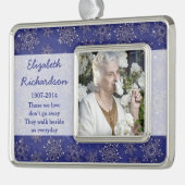 Memorial Foto Template Weihnachten Schneeflocke Bl Rahmen-Ornament Silber (Links)