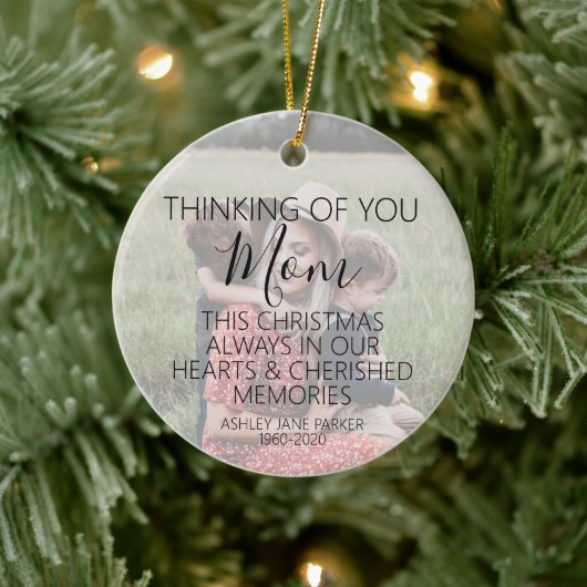 Memorial Foto von Gift Christmas In Loving Memory. Keramik Ornament (Baum)