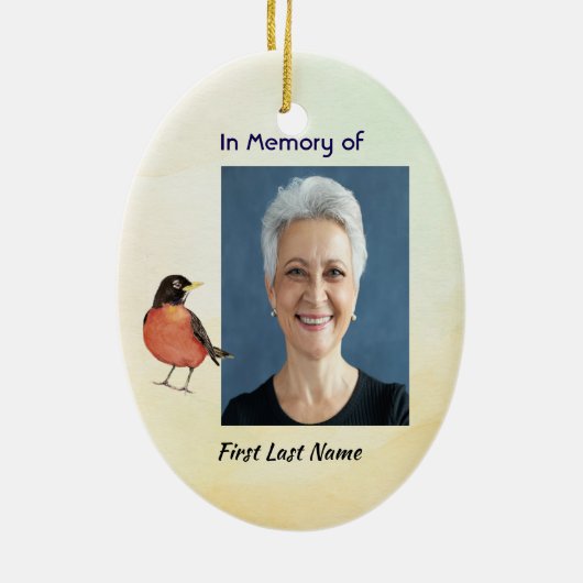 Memorial Foto Wasserfarben Robin Garden Bird Keramik Ornament (Hinten)