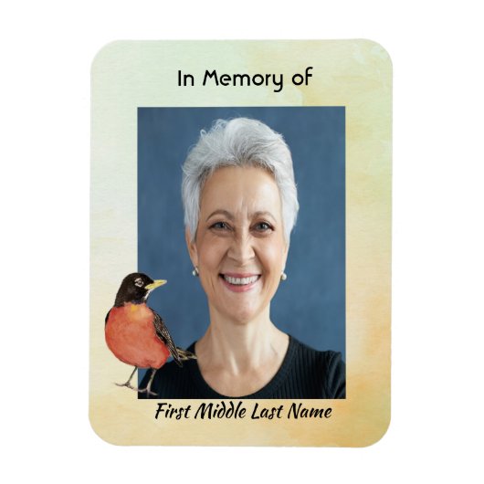 Memorial Foto Wasserfarben Robin Garden Bird Magnet (Vertikal)