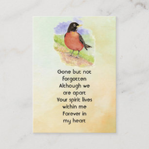 Memorial Foto Wasserfarben Robin Garden Bird Visitenkarte