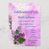 Memorial Foto Watercolor Lilac Garden Blume Einladung (Vorne/Hinten)