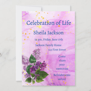 Memorial Foto Watercolor Lilac Garden Blume Einladung