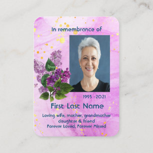 Memorial Foto Watercolor Lilac Garden Blume Visitenkarte