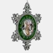 Memorial Foto Weihnachten Grün Silver Celtic Knote Schneeflocken Zinn-Ornament (Links)