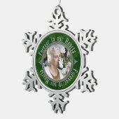 Memorial Foto Weihnachten Grün Silver Celtic Knote Schneeflocken Zinn-Ornament (Rechts)