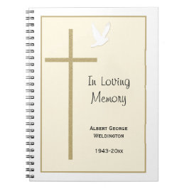 Memorial Funeral Gästebuch Notebook Cross Dove Notizblock