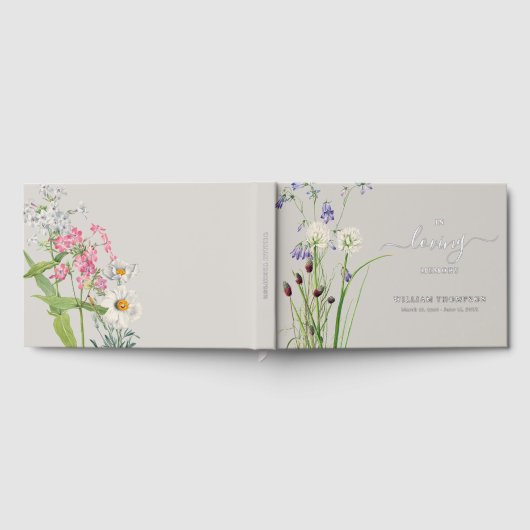 Memorial Funeral In Loving Memory Wildflowers Gästebuch (Voll)