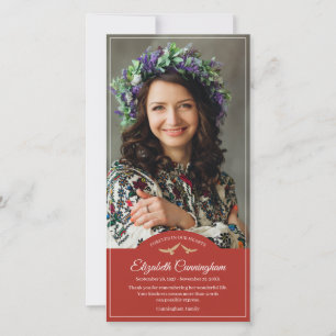 Memorial Funeral Monogram Birds Classic Foto Dankeskarte