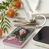 Memorial Funeral Monogram Classic Foto Keepake Schlüsselanhänger (Vorderseite rechts)