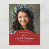 Memorial Funeral Monogram Classic Foto Vielen Dank Postkarte (Vorderseite)