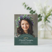 Memorial Funeral Monogram Classic Foto Vielen Dank Postkarte (Stehend Vorderseite)