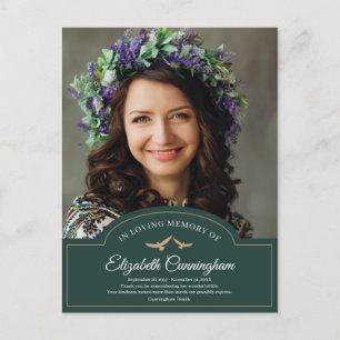 Memorial Funeral Monogram Classic Foto Vielen Dank Postkarte