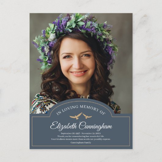 Memorial Funeral Monogram Classic Foto Vielen Dank Postkarte (Vorderseite)