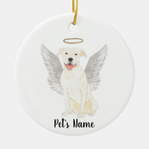 Memorial für das Beileid "White Pitbull Staffy" Keramik Ornament