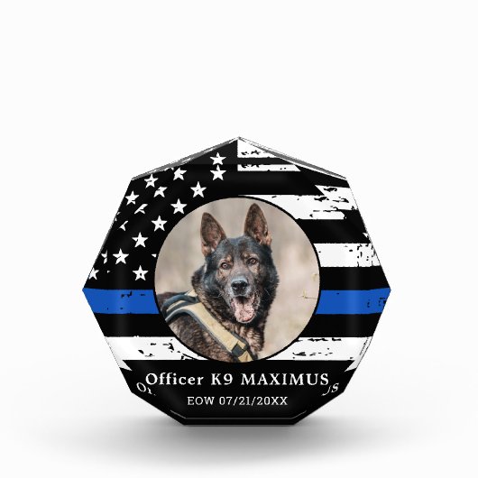 Memorial für den Polizeihund der Thin Blue Line K9 Fotoblock (Vorderseite)