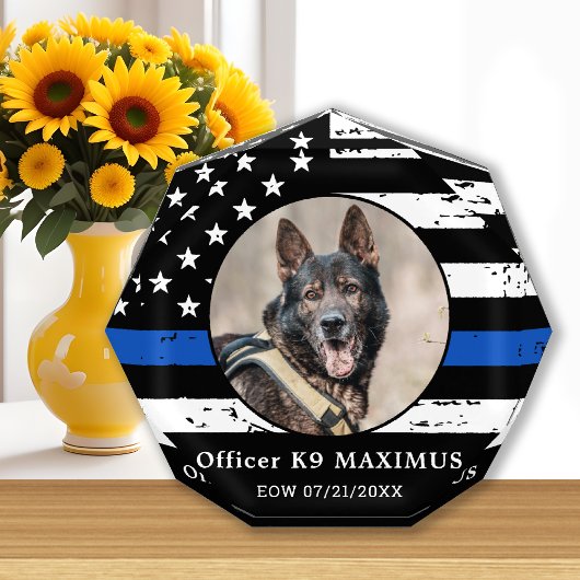 Memorial für den Polizeihund der Thin Blue Line K9 Fotoblock
