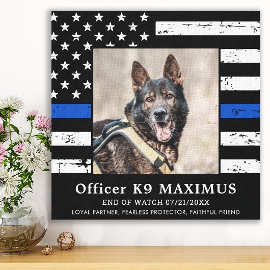 Memorial für den Polizeihund der Thin Blue Line K9 Leinwanddruck