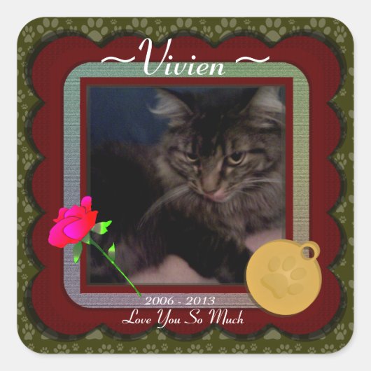 Memorial für individuell anpassbare Begleiter Quadratischer Aufkleber (Vorderseite)