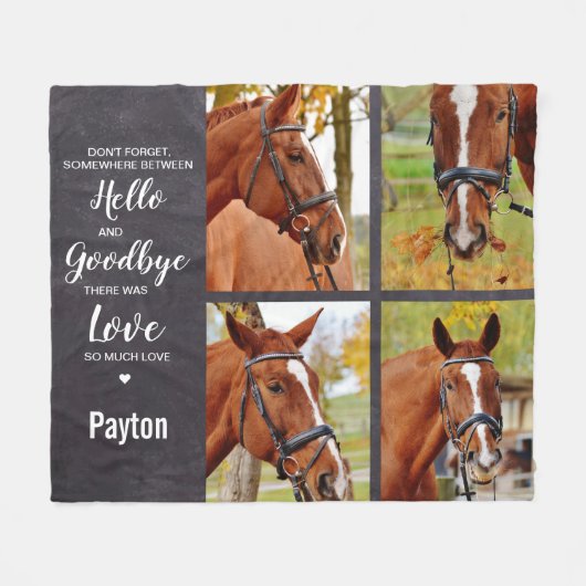 Memorial für Pferde Haustiere 4 FotoCollage Fleecedecke (Vorderseite (Horizontal))