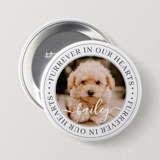 Memorial Furrever für Haustiere in unserem Herz-Ch Button (Vorne & Hinten)