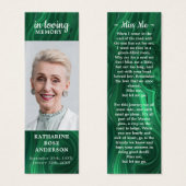 Memorial Gedicht Emerald Green Foto Beerdigung Les (Vorne & Hinten)