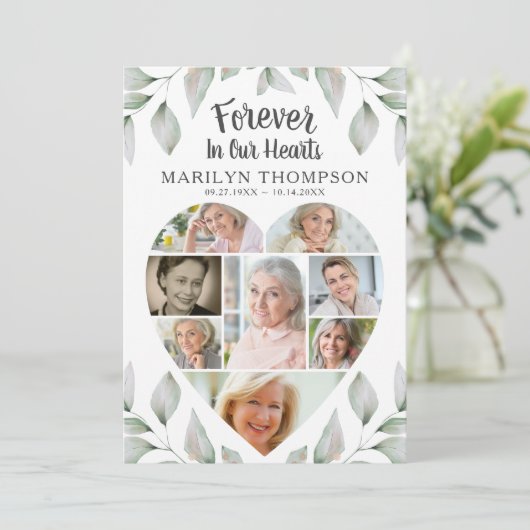 Memorial Heart Foto Collage Grünes Programm (Stehend Vorderseite)