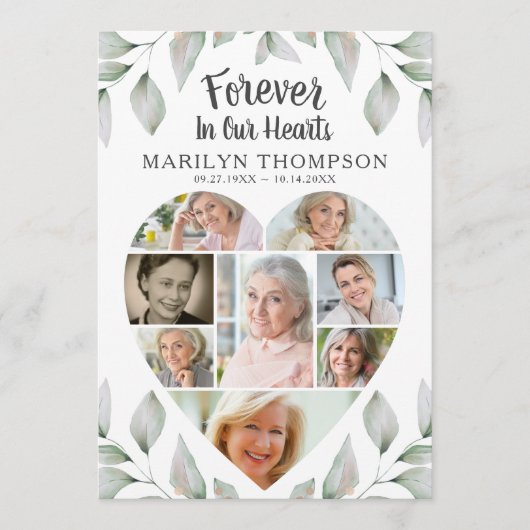 Memorial Heart Foto Collage Grünes Programm (Vorderseite)