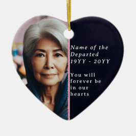 Memorial Heart Photo, Psalm 23 Black, White Pink Keramik Ornament