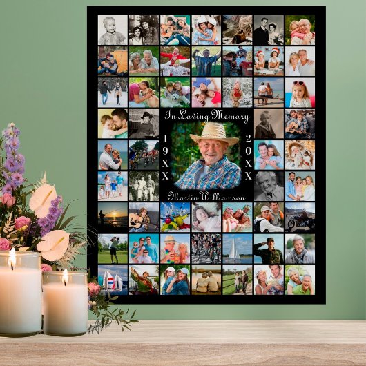 Memorial IN LIVING MEMORY 55 FotoCollage Black Poster
