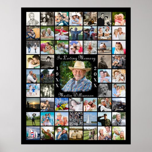 Memorial IN LIVING MEMORY 55 FotoCollage Black Poster (Vorne)