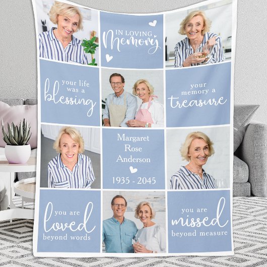 Memorial in LIVING MEMORY Custom 6 Multi-Foto Fleecedecke