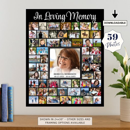 Memorial IN LIVING MEMORY Script 59 Foto Collage Poster