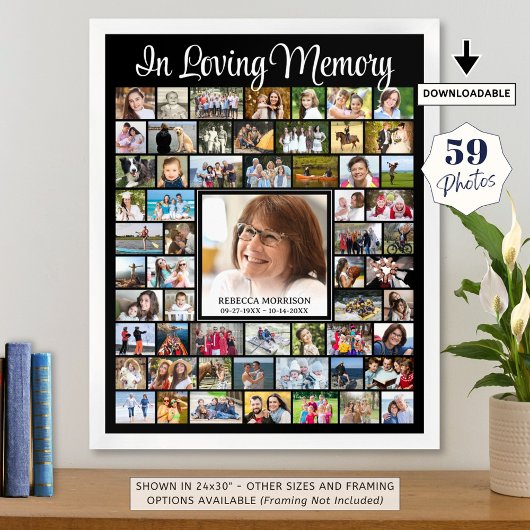 Memorial IN LIVING MEMORY Script 59 Foto Collage Poster