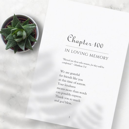 Memorial in Love Memory Kapitel Buch Thema Dankeskarte