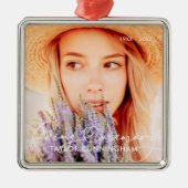 Memorial in Love Memory Modern Heart Foto Ornament Aus Metall (Vorne)