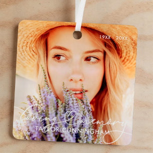 Memorial in Love Memory Modern Heart Foto Ornament Aus Metall