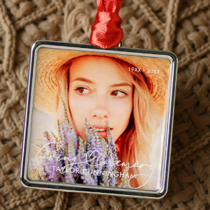 Memorial in Love Memory Modern Heart Foto Ornament Aus Metall