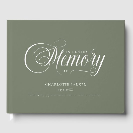 Memorial "In Loving memory"  Green Gästebuch (Vorderseite)