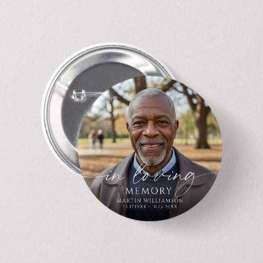 Memorial In Loving Memory Photo Personalized Button (Vorne & Hinten)