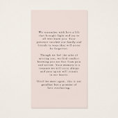 Memorial In Loving Memory Photo Prayer Card (Rückseite)