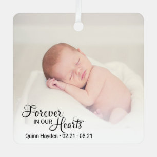 Memorial Infant Photo Forever In Our Hearts Ornament Aus Metall
