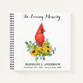 Memorial Kardinal Sonnenblumen Beerdigung Gästebuc Notizblock (Vorderseite)
