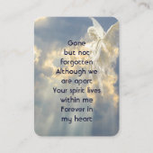 Memorial Keepake Angel Sky Clouds Visitenkarte (Rückseite)