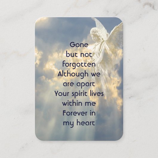 Memorial Keepake Angel Sky Clouds Visitenkarte (Rückseite)