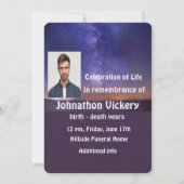 Memorial Keepake Beautiful Starry Sky Einladung (Rückseite)