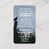 Memorial Keepake Christlich California Quail Bird Visitenkarte (Rückseite)