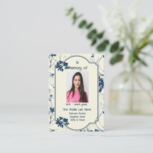 Memorial Keepake Classic Moderne Foliage Visitenkarte (Stehend Vorderseite)